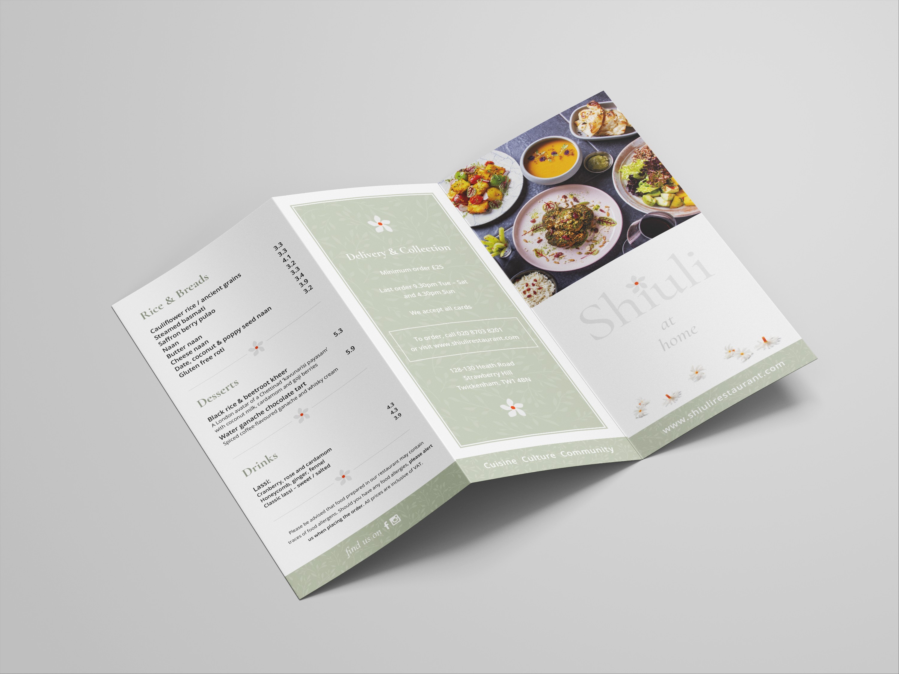 Shiuli restaurant | Tri-fold menu